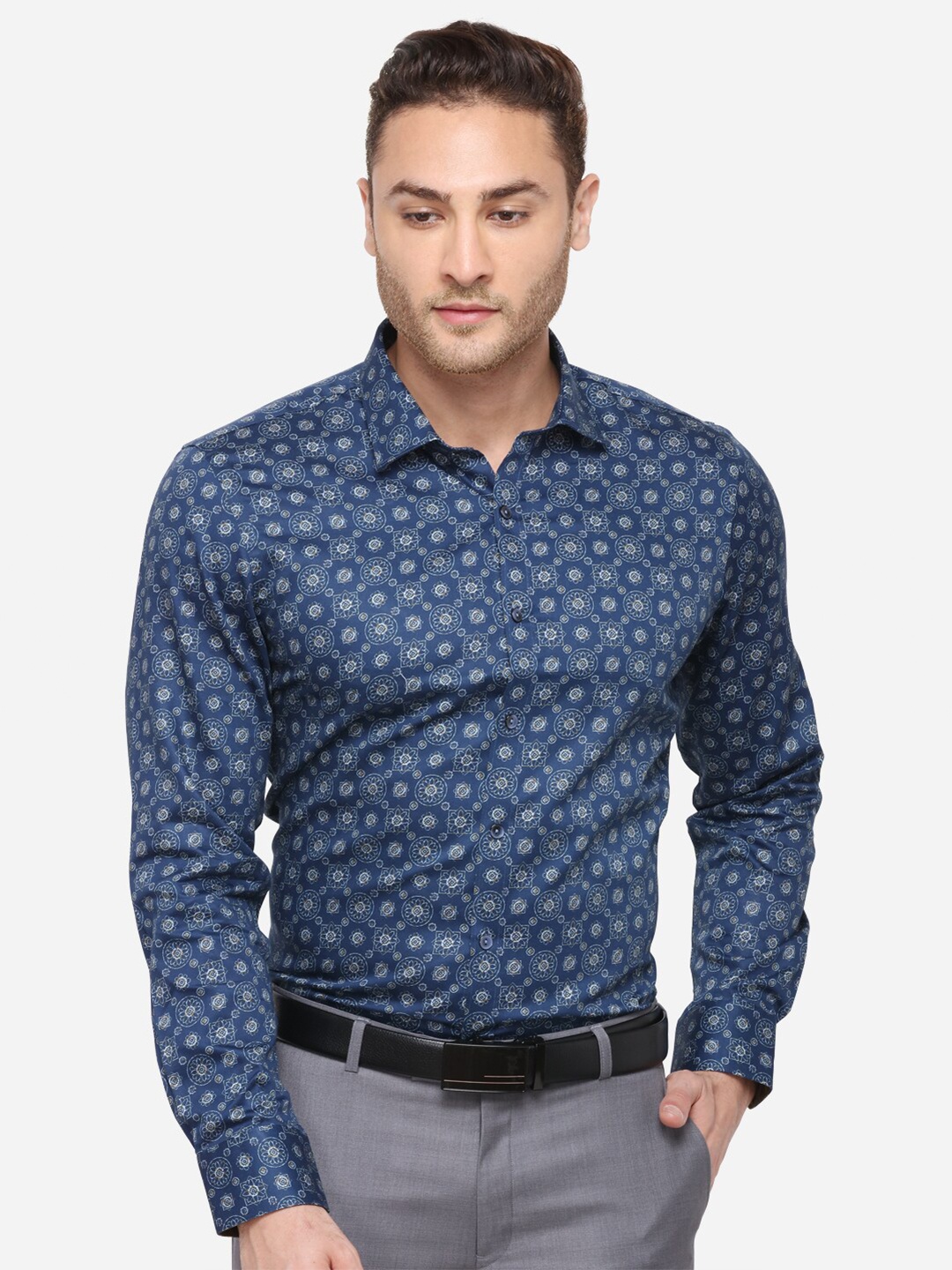 

WYRE Men Blue Slim Fit Printed Formal Shirt