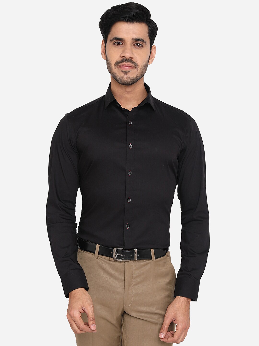 

WYRE Men Black Slim Fit Pure Cotton Formal Shirt