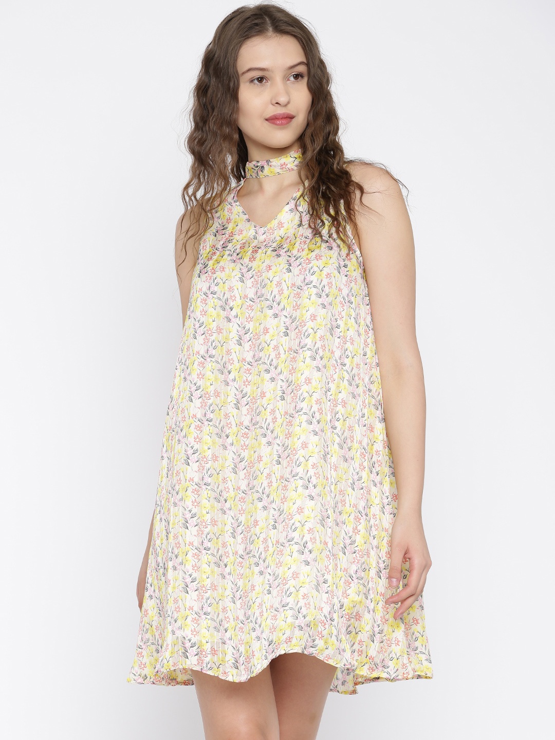 

AND Women Cream-Coloured Printed A-Line Dress