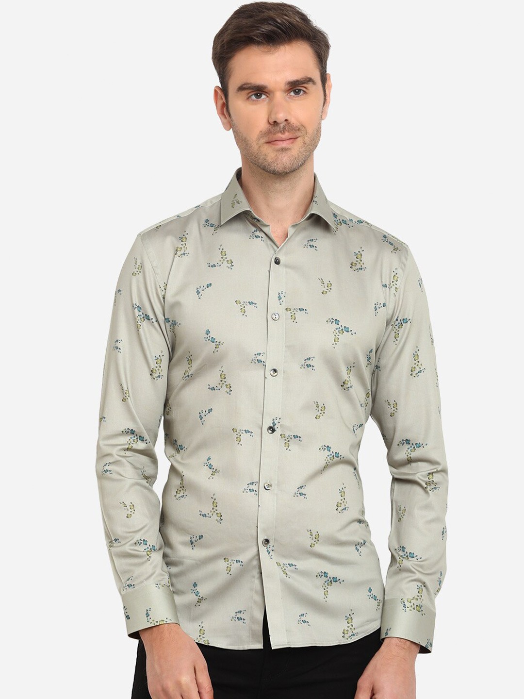

WYRE Men Beige Slim Fit Floral Printed Pure Cotton Casual Shirt
