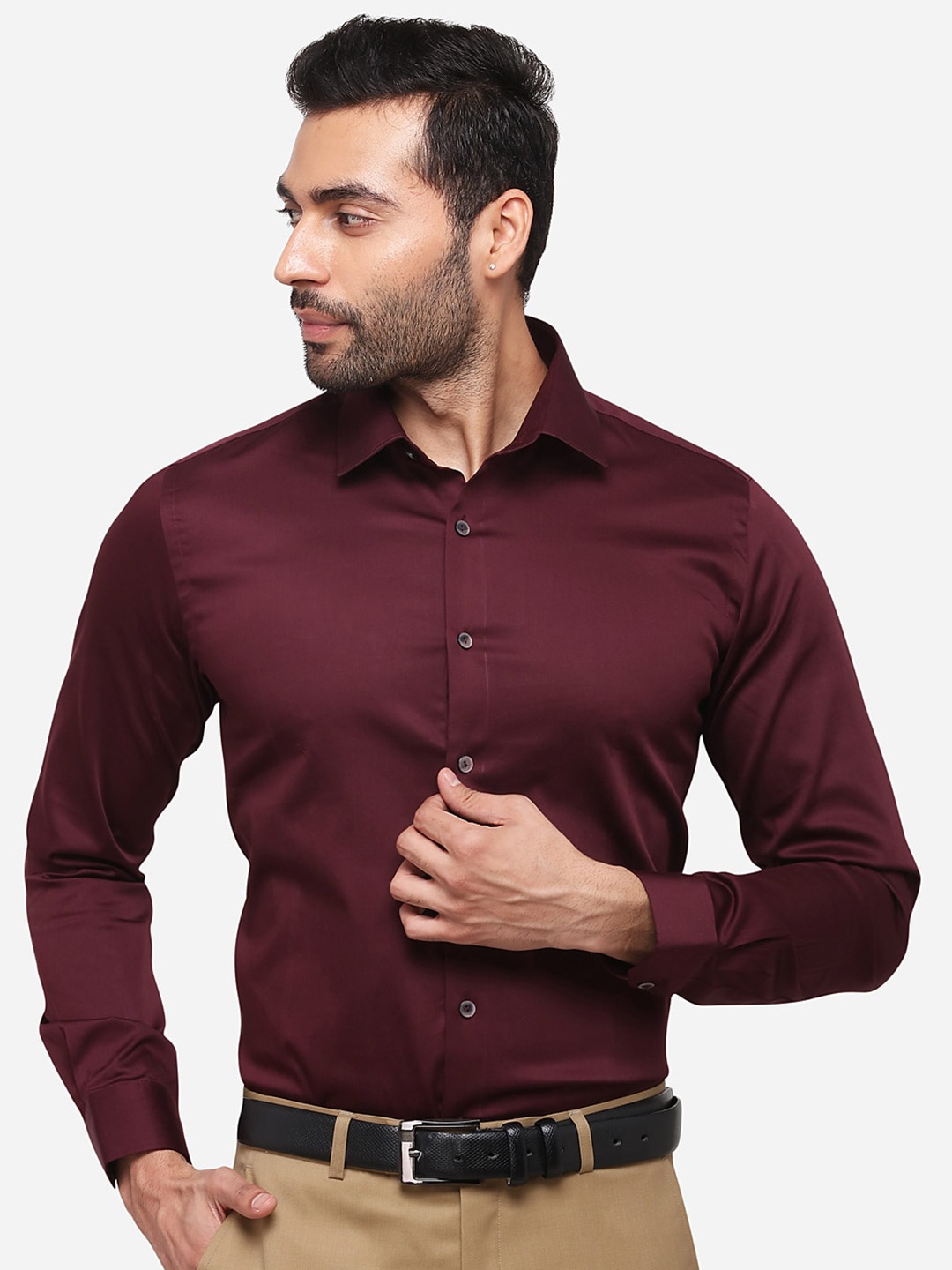 

WYRE Men Brown Slim Fit Pure Cotton Formal Shirt