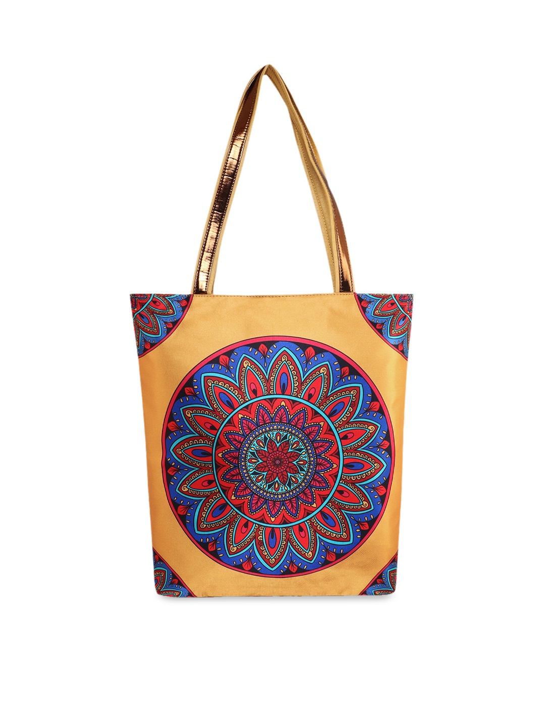 

Sabhyata Mustard Multicoloured Ethnic Printed Oversized Shopper Shoulder Bag