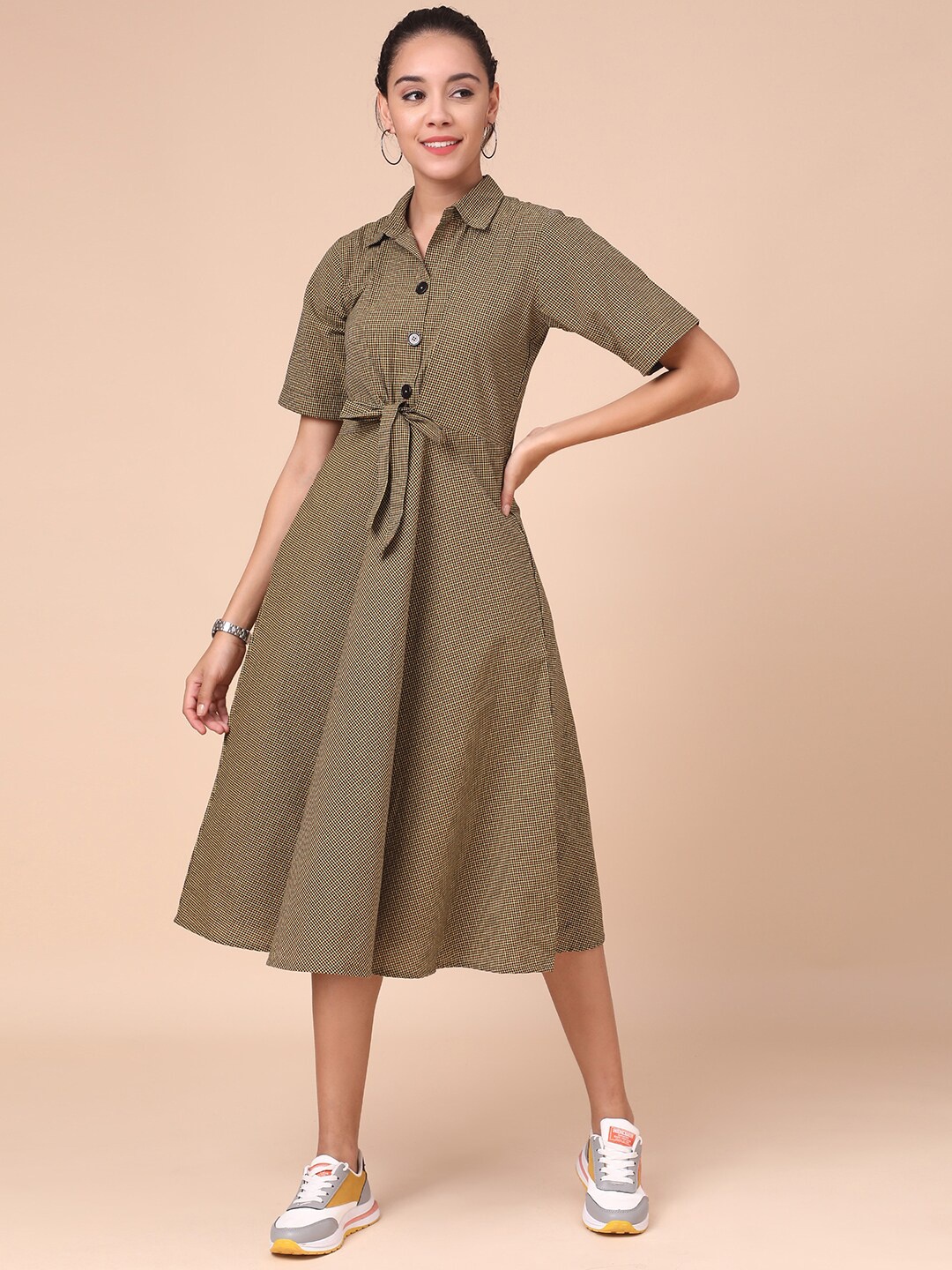 

J Turritopsis Green Shirt Midi Dress