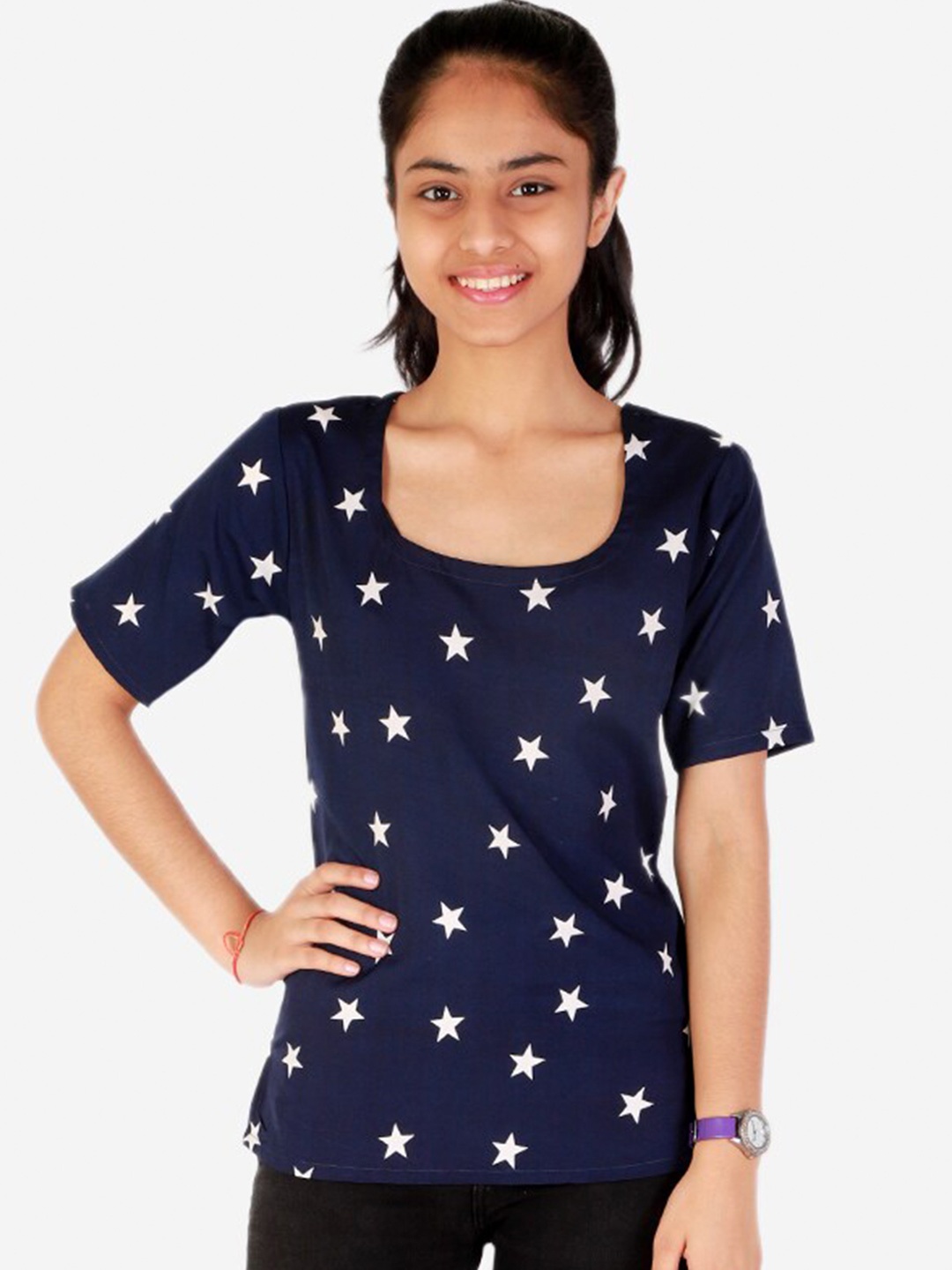 

Chipbeys Girls Blue Print Crepe Top