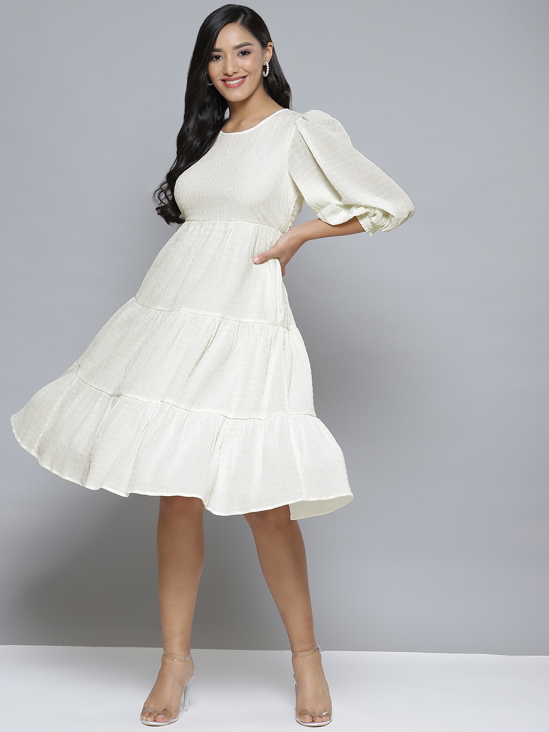 

Femella Off White Chiffon Midi Dress