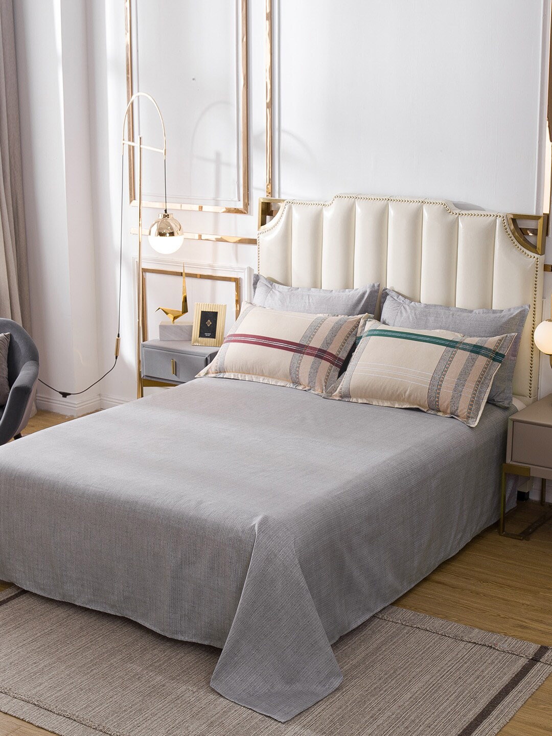 

JC Collection Grey & Beige Solid Bedding Set