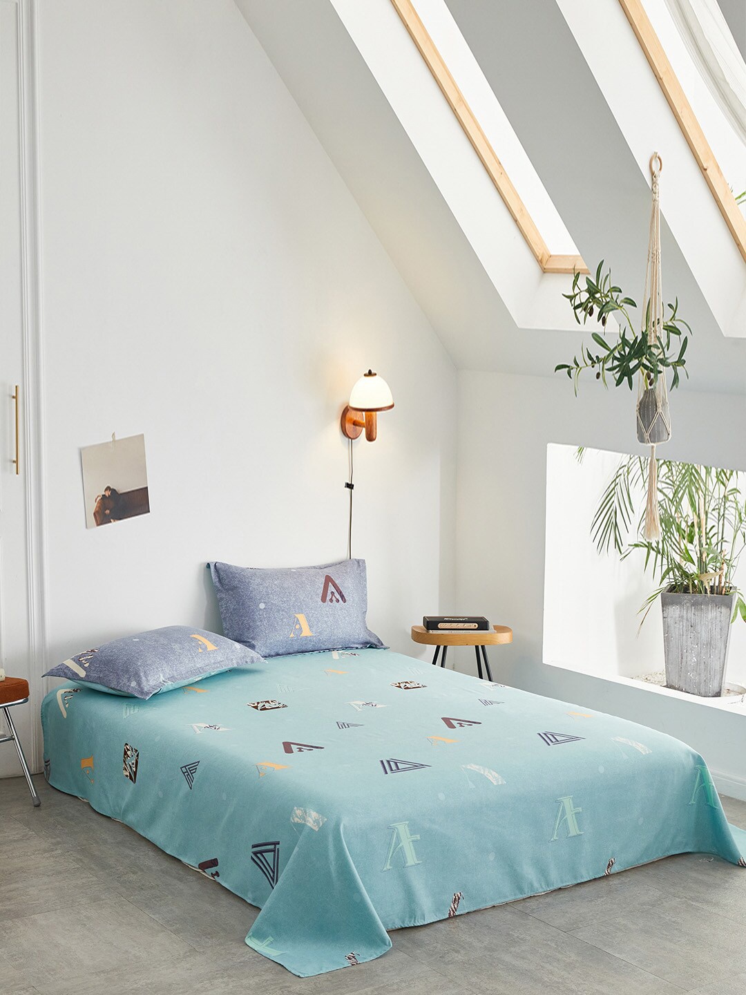 

JC Collection Grey & Blue Printed Bedding Set