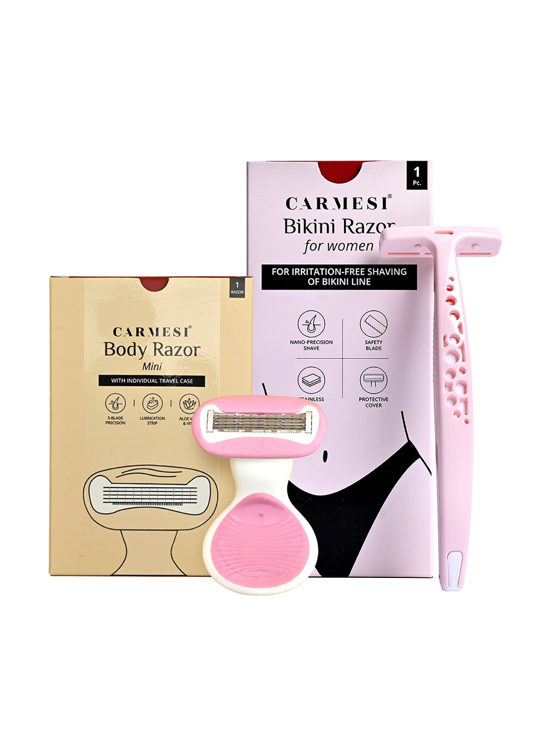 CARMESI Body Razor & Bikini Razor Combo, Beige