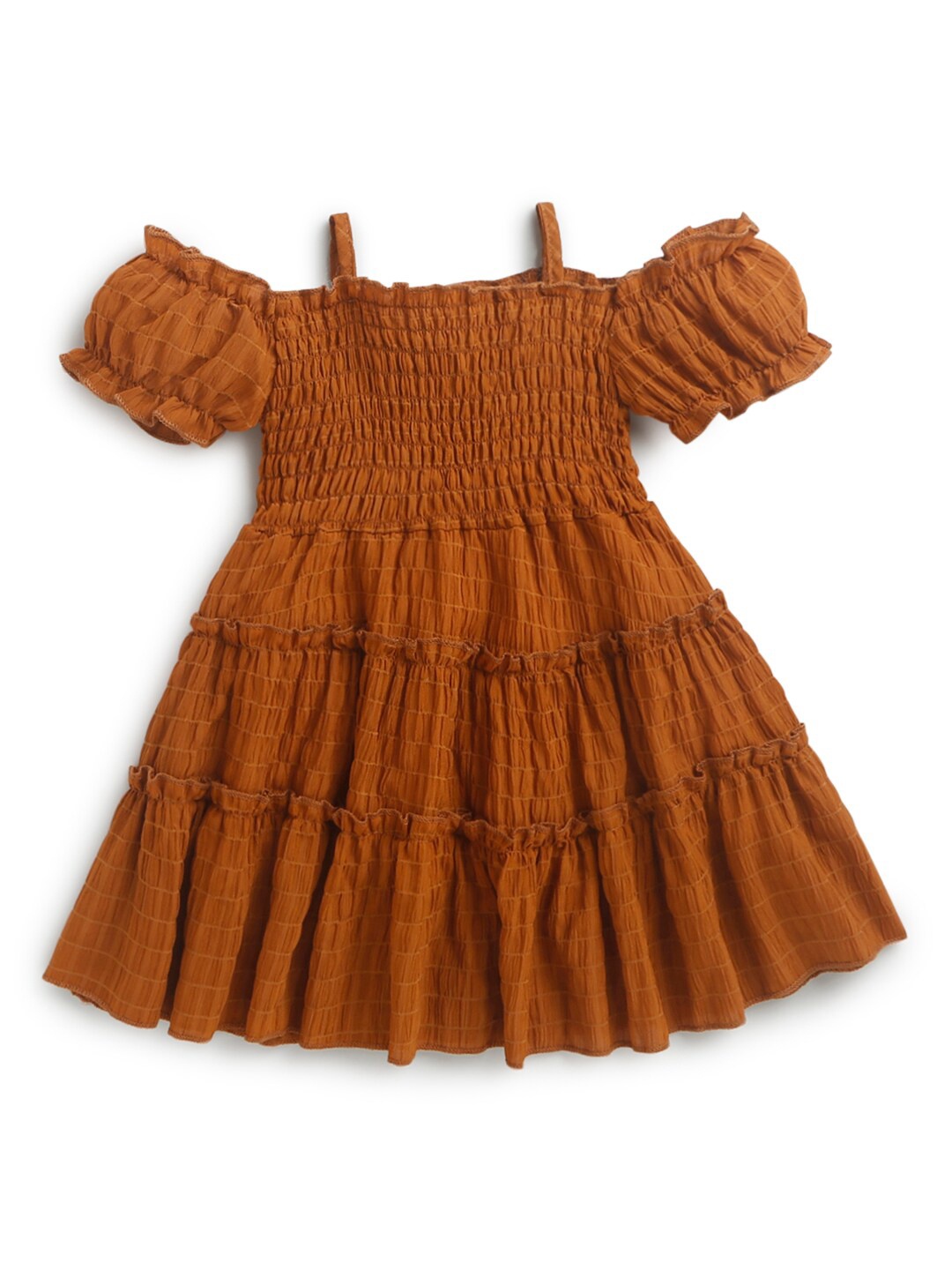

Hopscotch Brown Smocked Tiered Dress