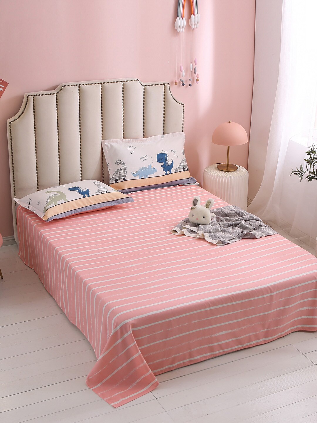 

JC Collection Peach & White Stripped Double Extra Large Bedding Set