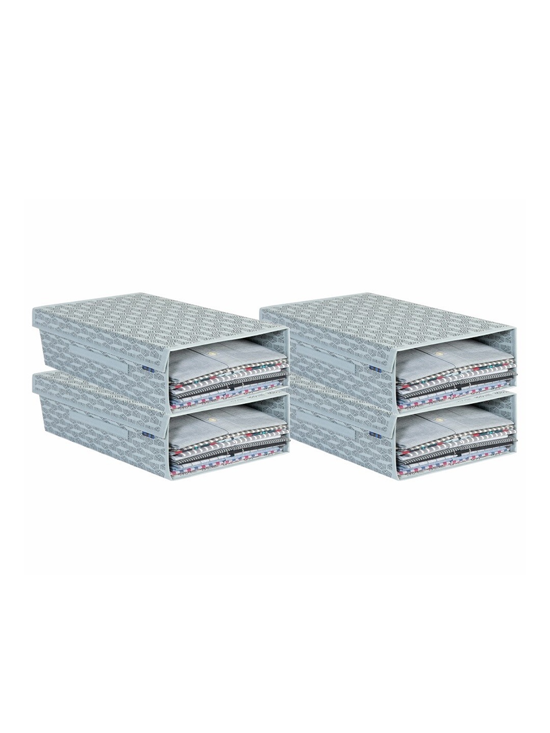 

HOMESTRAP Set of 4 Grey Printed Shirt Organisers