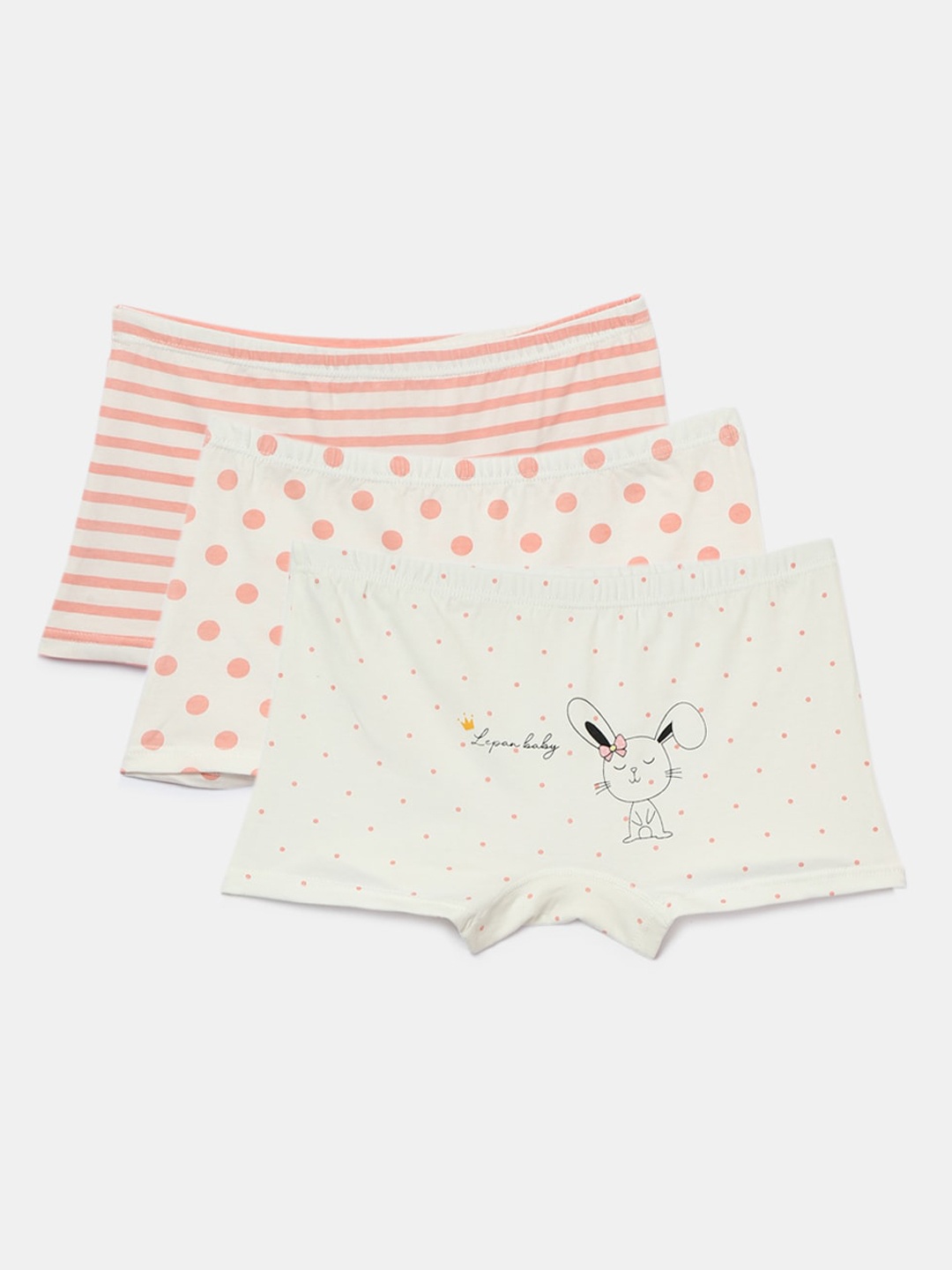 

Hopscotch Girls Cream, Peach Pack Of 3 Animal Printed Anti Odour Boxers
