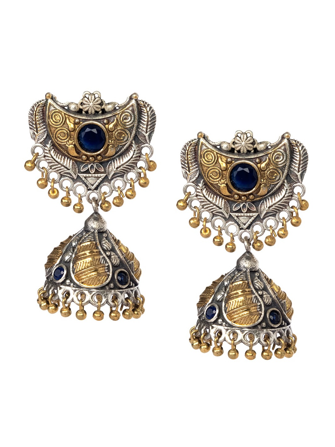 

INDYA Blue Contemporary Jhumkas Earrings