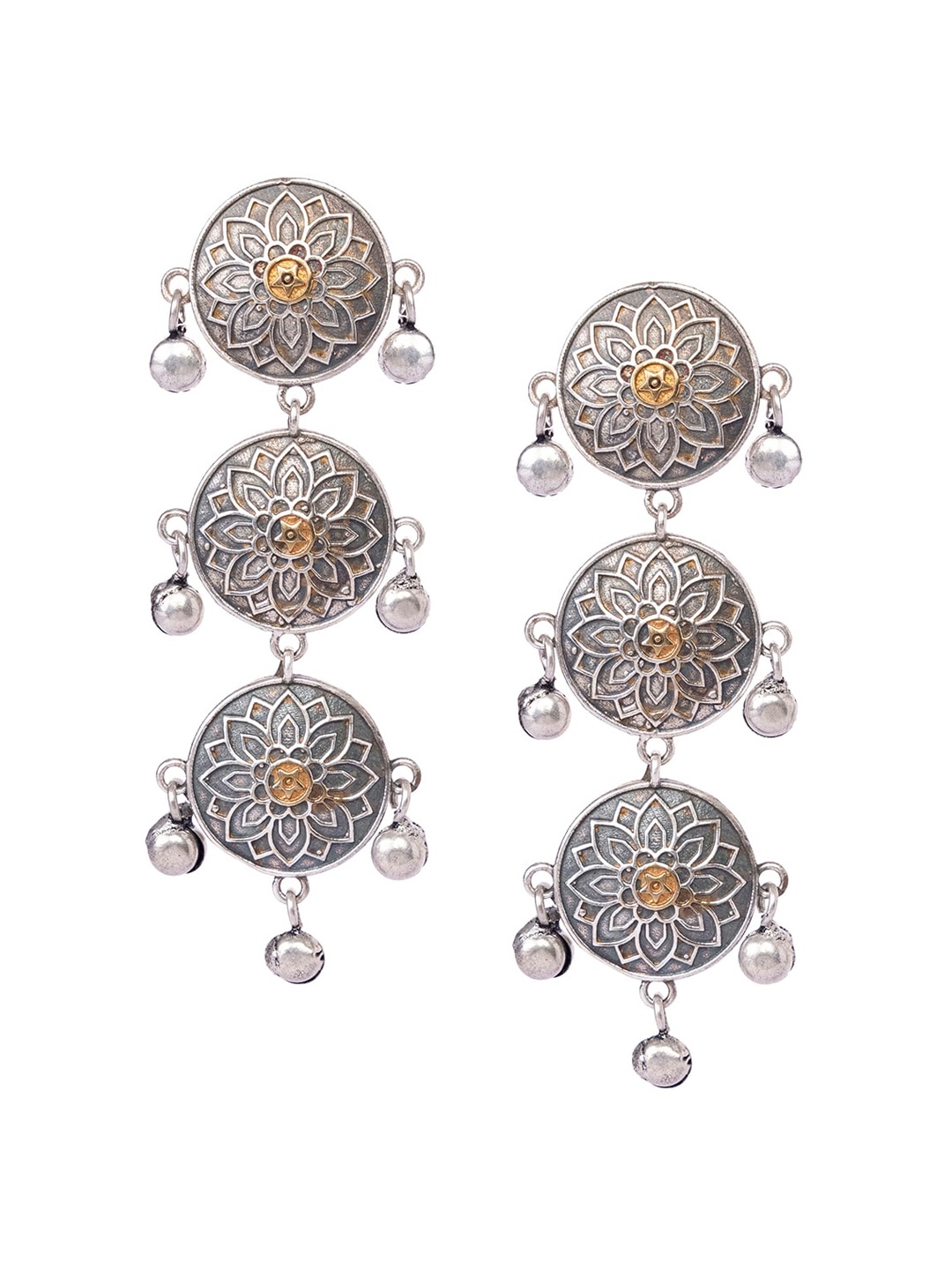 

INDYA Silver-Toned Contemporary Drop Earrings