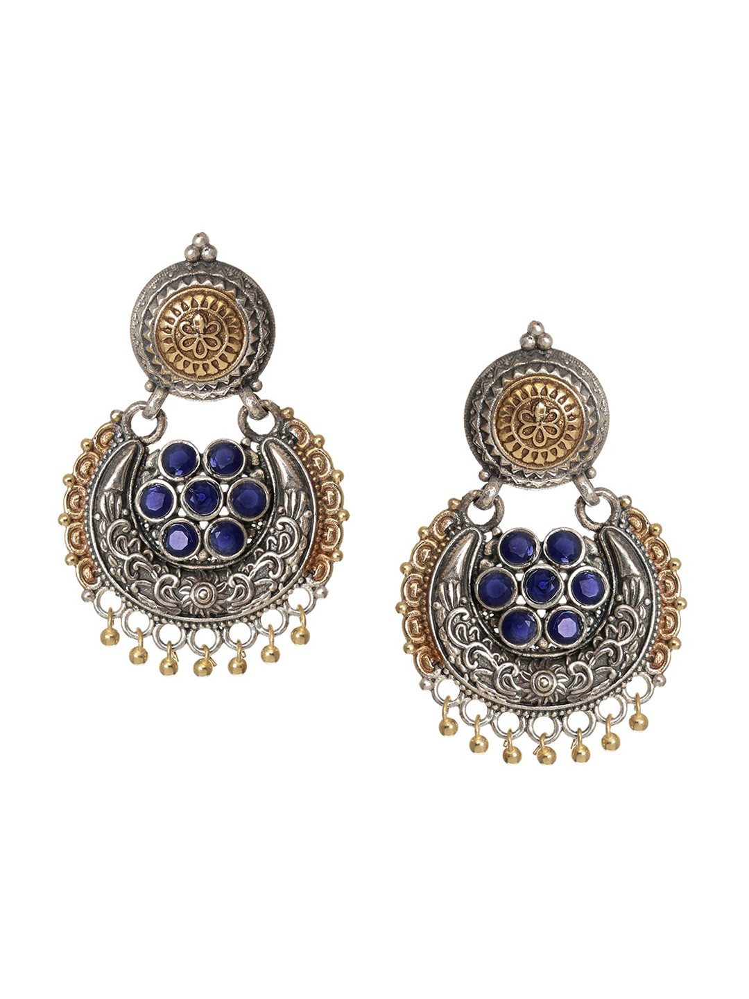 

INDYA Blue Contemporary Chandbalis Earrings
