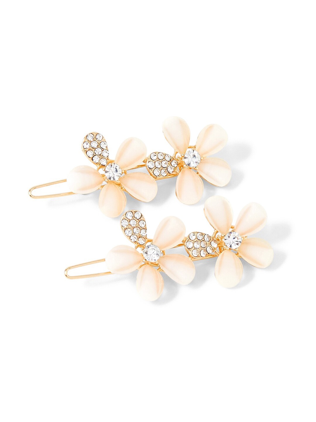 

Accessorize London Women Set of 2 Ivory Floral Gem Slide Hair Clip, White