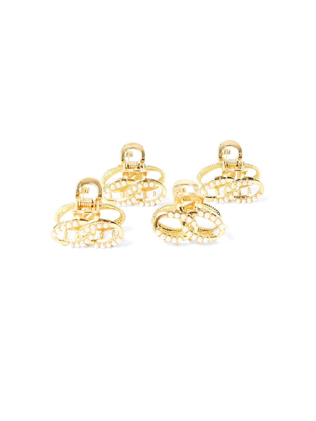 

Accessorize London Women Set of 4 Pearl Ring Hair Claw Clips, Gold