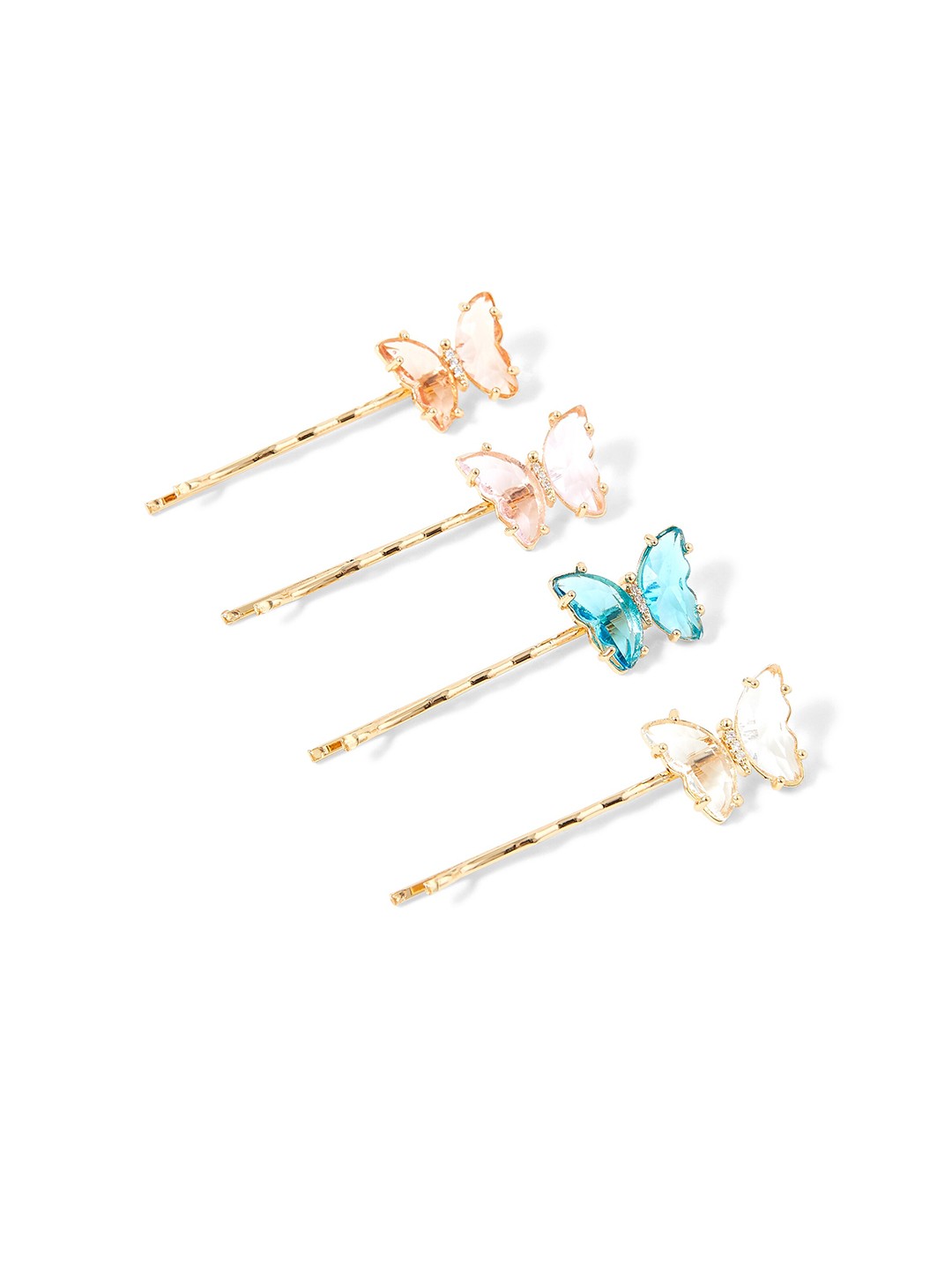 

Accessorize Women Set of 4 Textured Crystal Butterfly Hair Slide Clip Pack, Multi