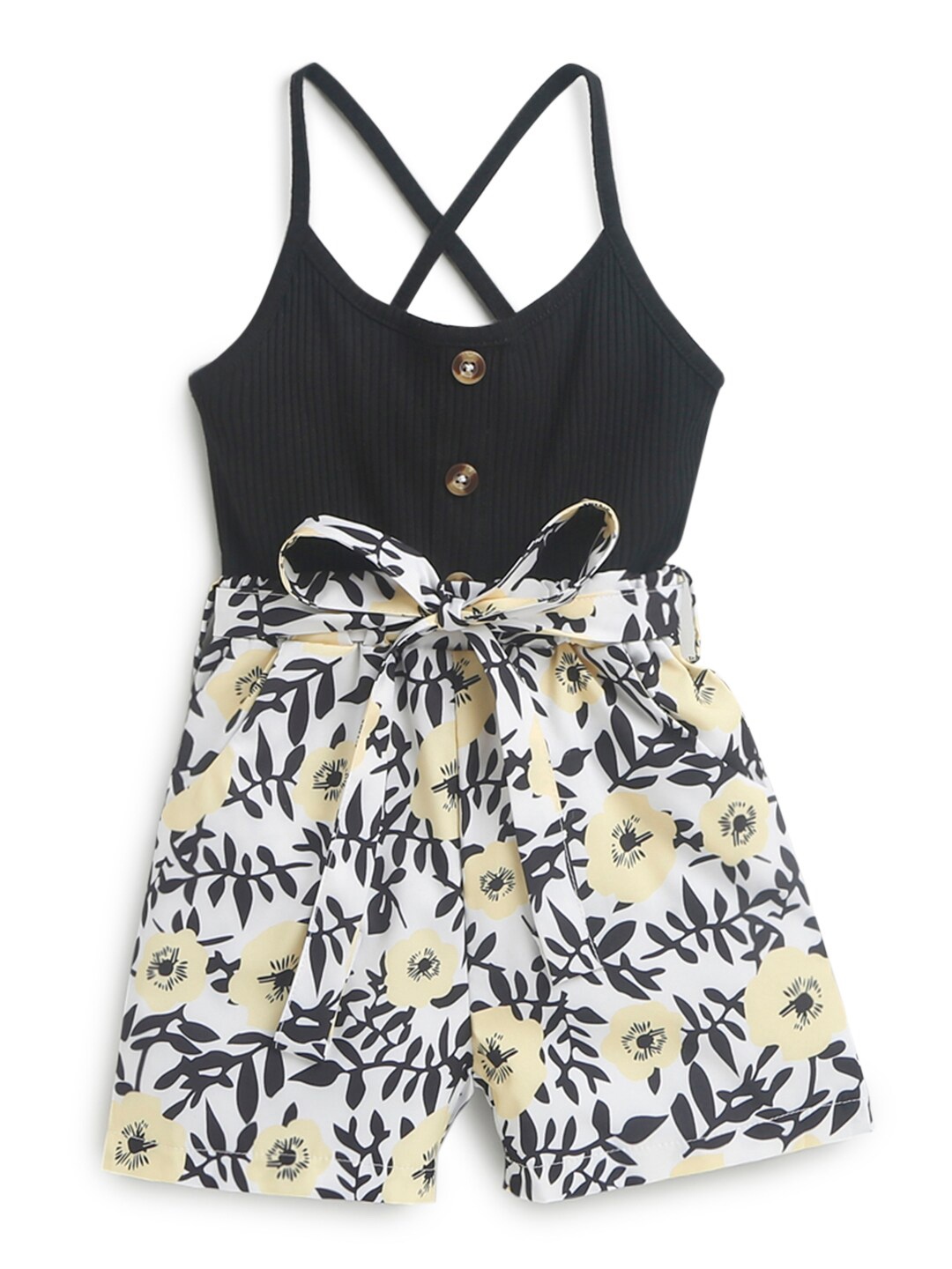

Hopscotch Girls Black & White Printed Playsuit