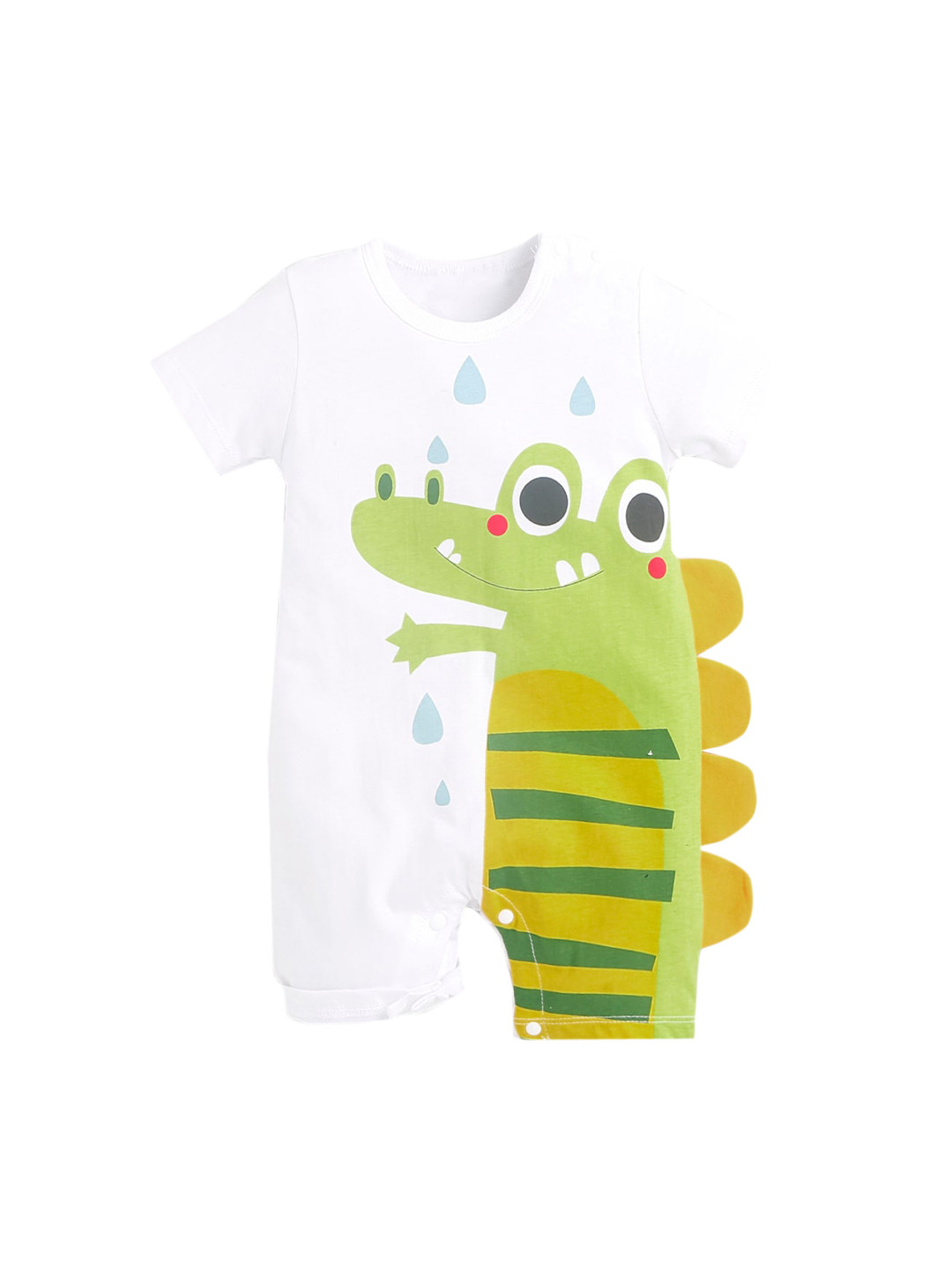 

Hopscotch Girls White Animal Printed Cotton Rompers