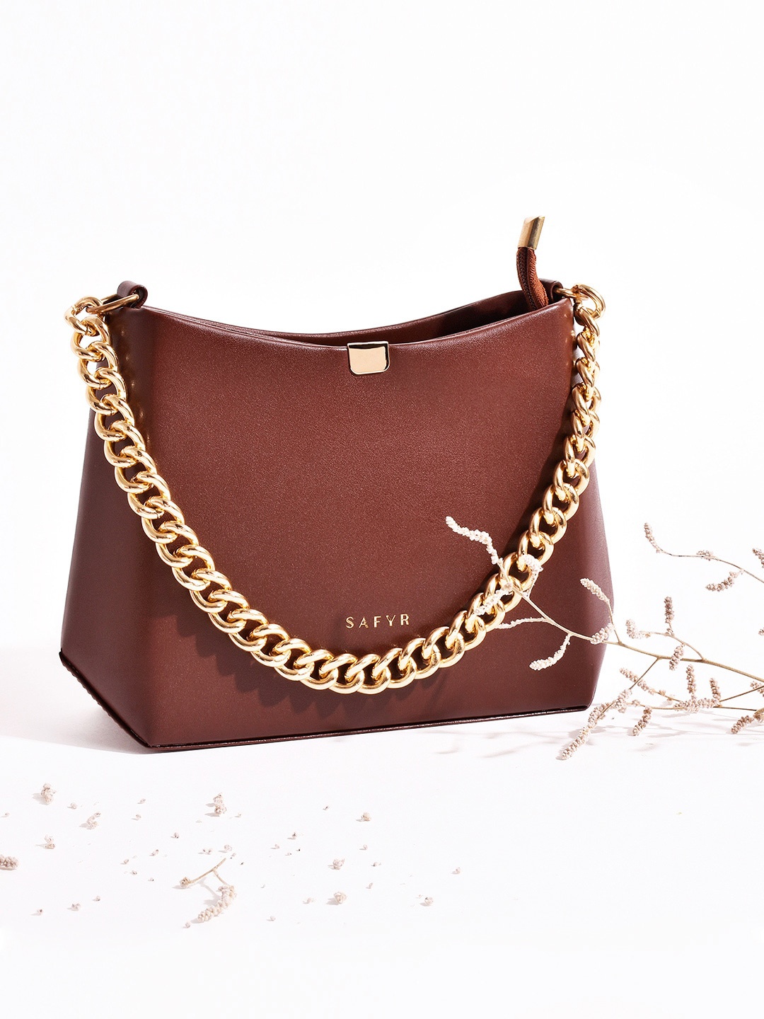 

SAFYR Brown Structured Shoulder Bag