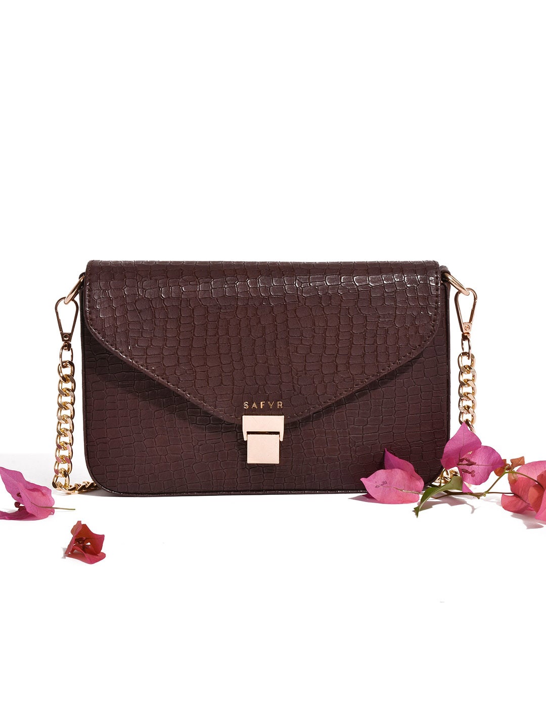 

SAFYR Brown Textured Structured Sling Bag