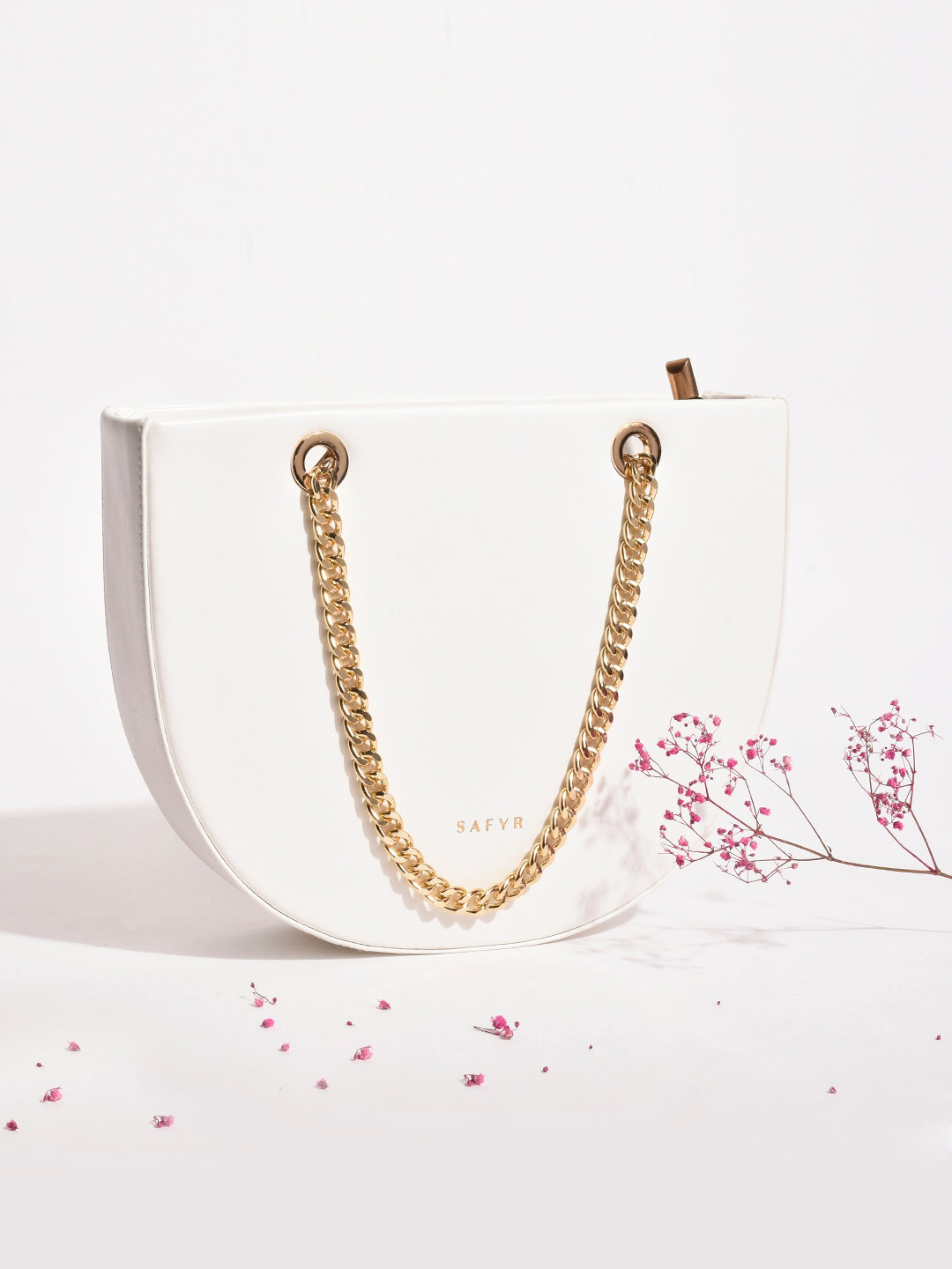 

SAFYR White Half Moon Satchel