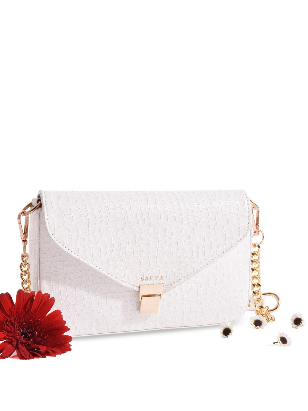 

SAFYR White Textured Swagger Sling Bag