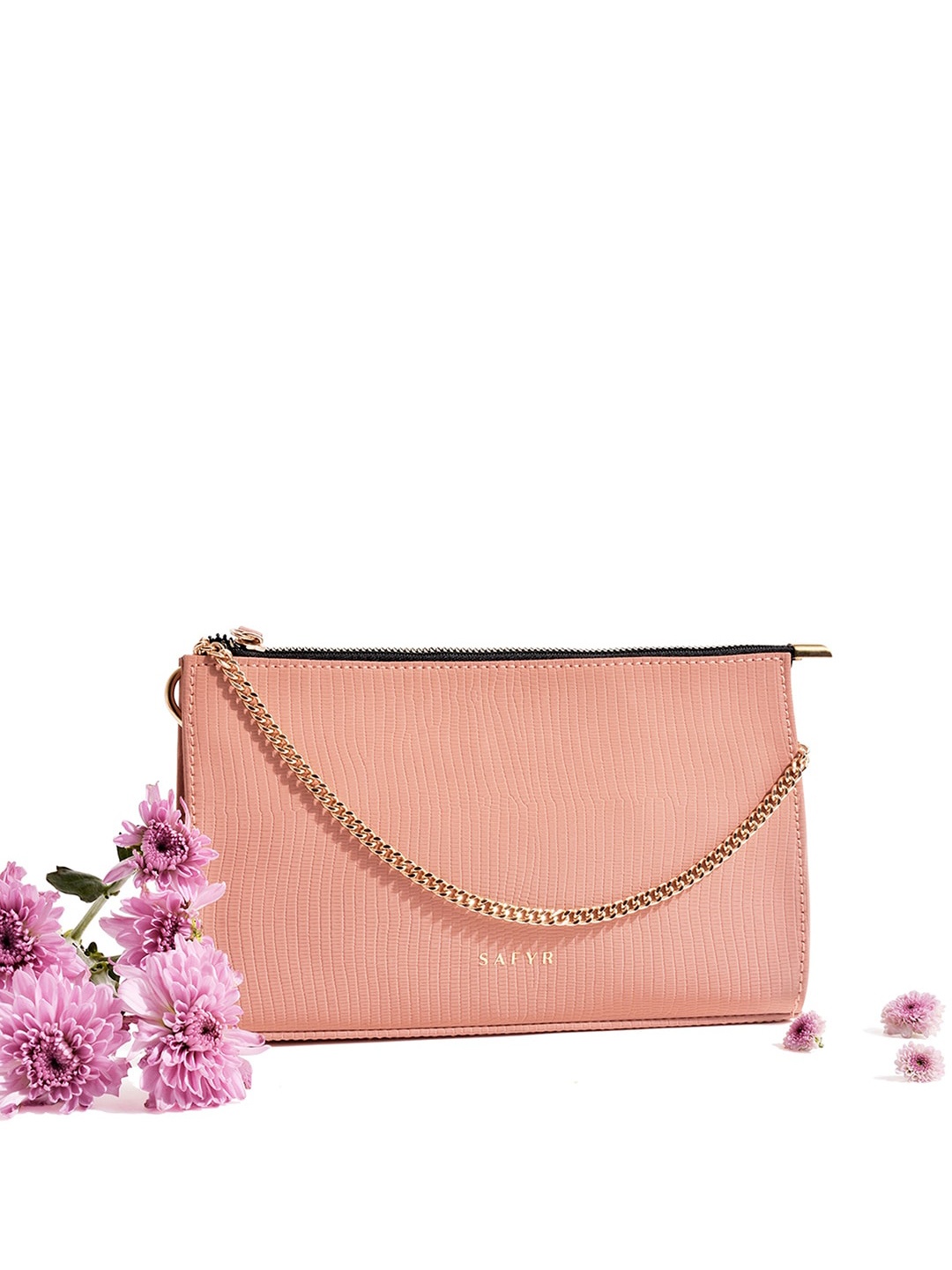 

SAFYR Pink Embellished Structured Sling Bag