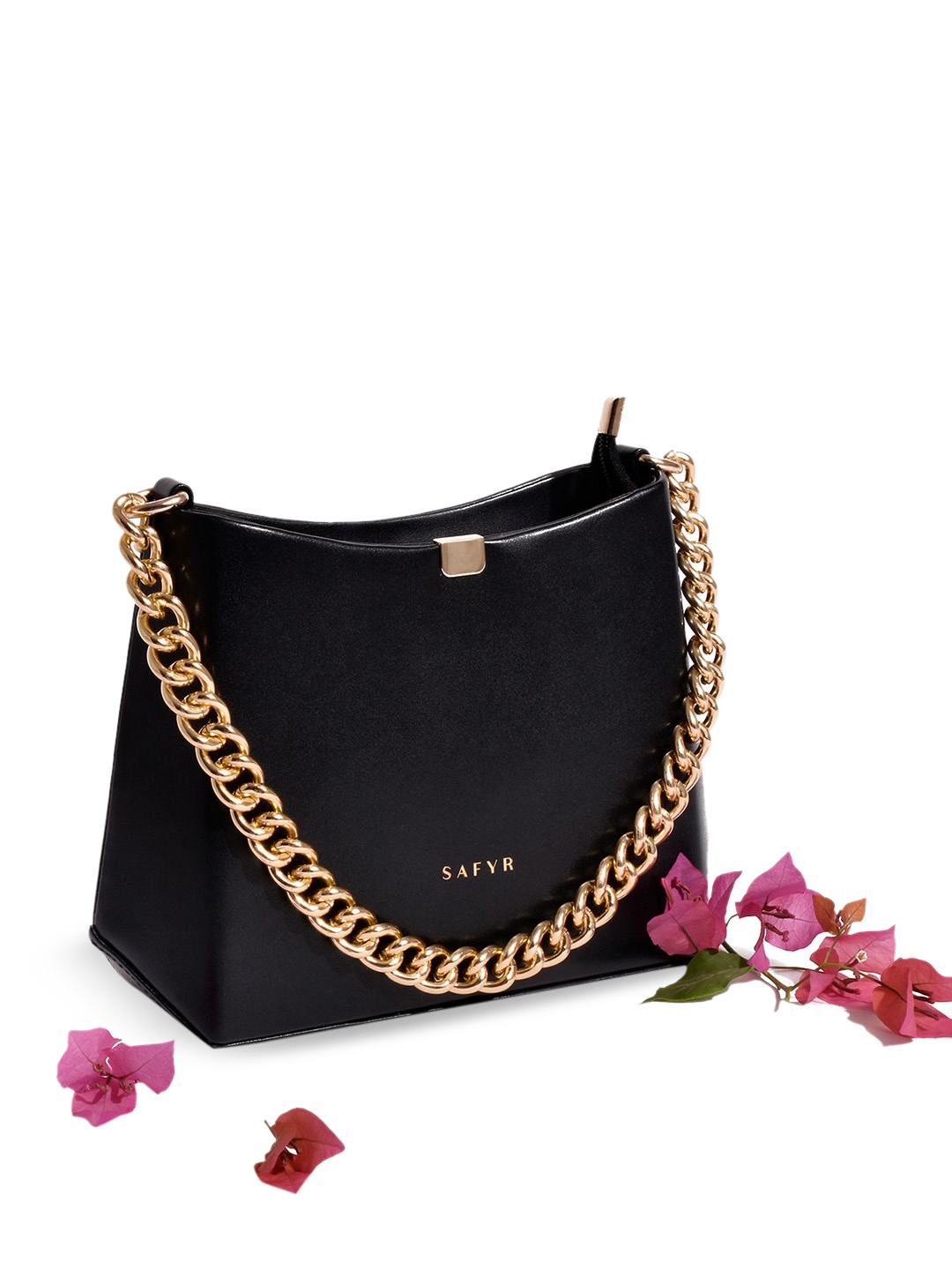 

SAFYR Black Structured Handheld Bag