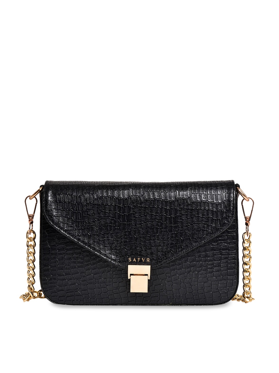 

SAFYR Black Textured Structured Sling Bag