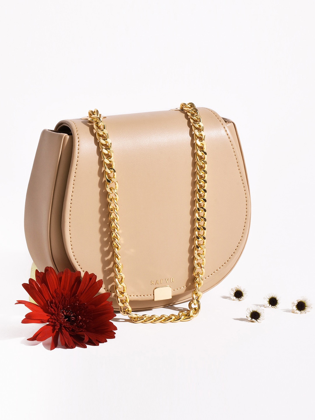 

SAFYR Beige Structured Sling Bag