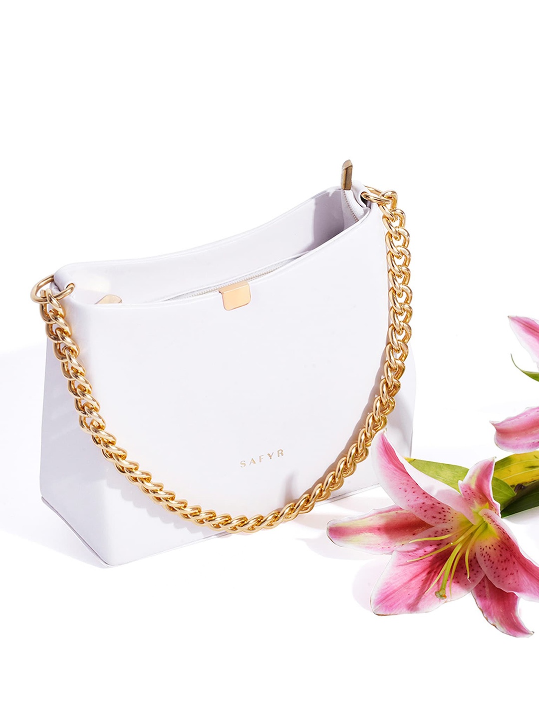 

SAFYR White Structured Sling Bag with Tasselled