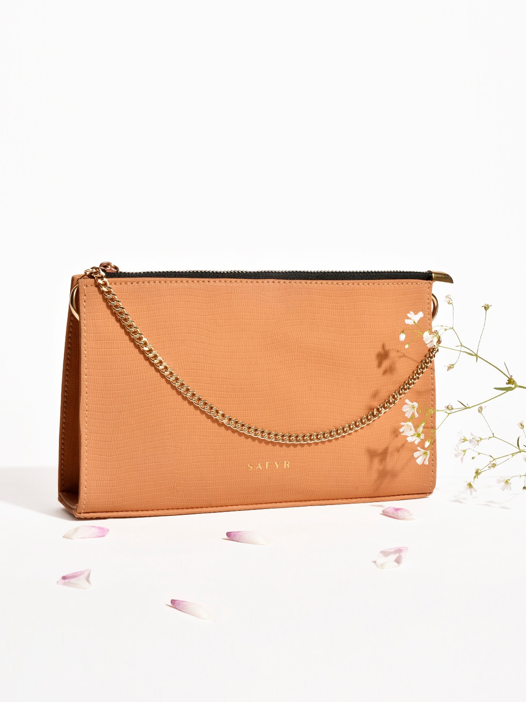 

SAFYR Mustard Textured Structured Handheld Bag