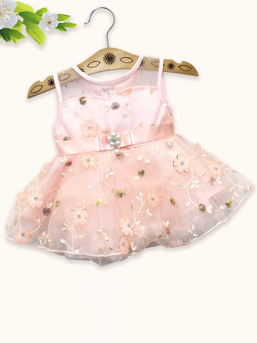 

Born Babies Peach Floral Dress