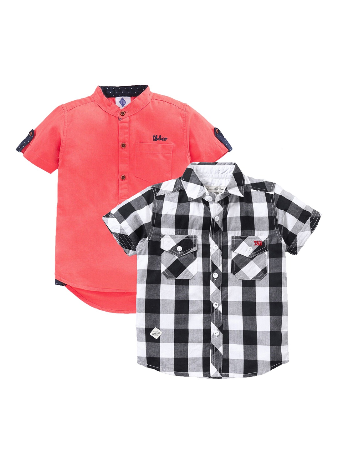 

TONYBOY Boys Pack of 2 Premium Pure Cotton Casual Shirts, Coral