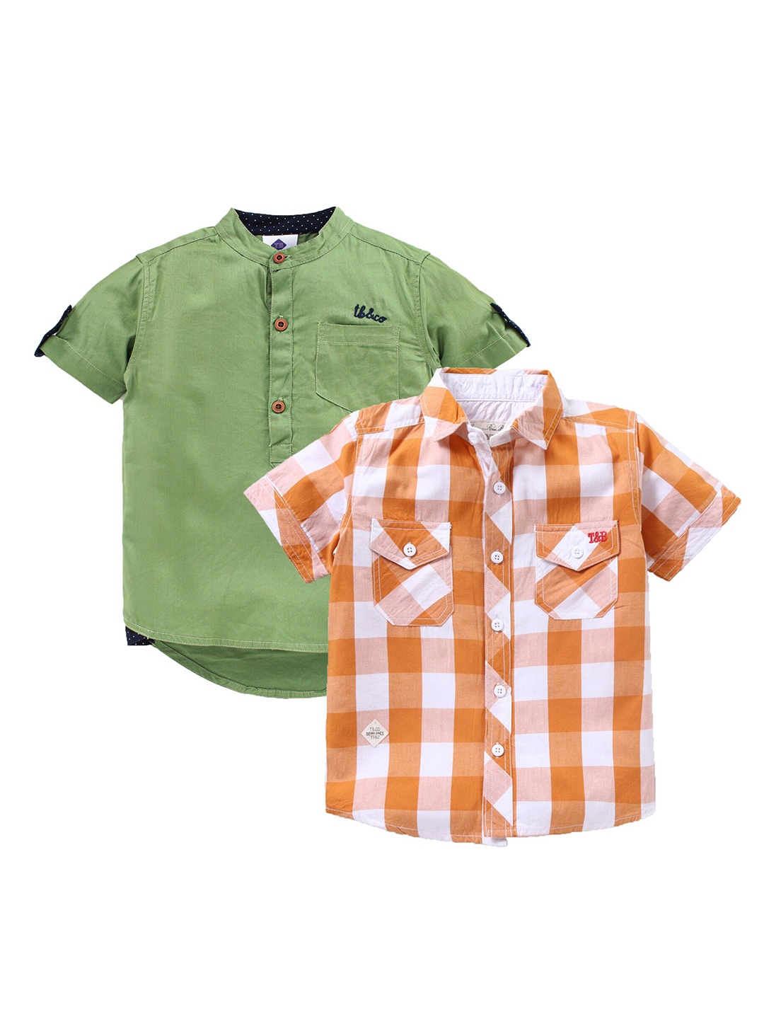 

TONYBOY Boys Pack of 2 Premium Fit Cotton Casual Shirt, Green