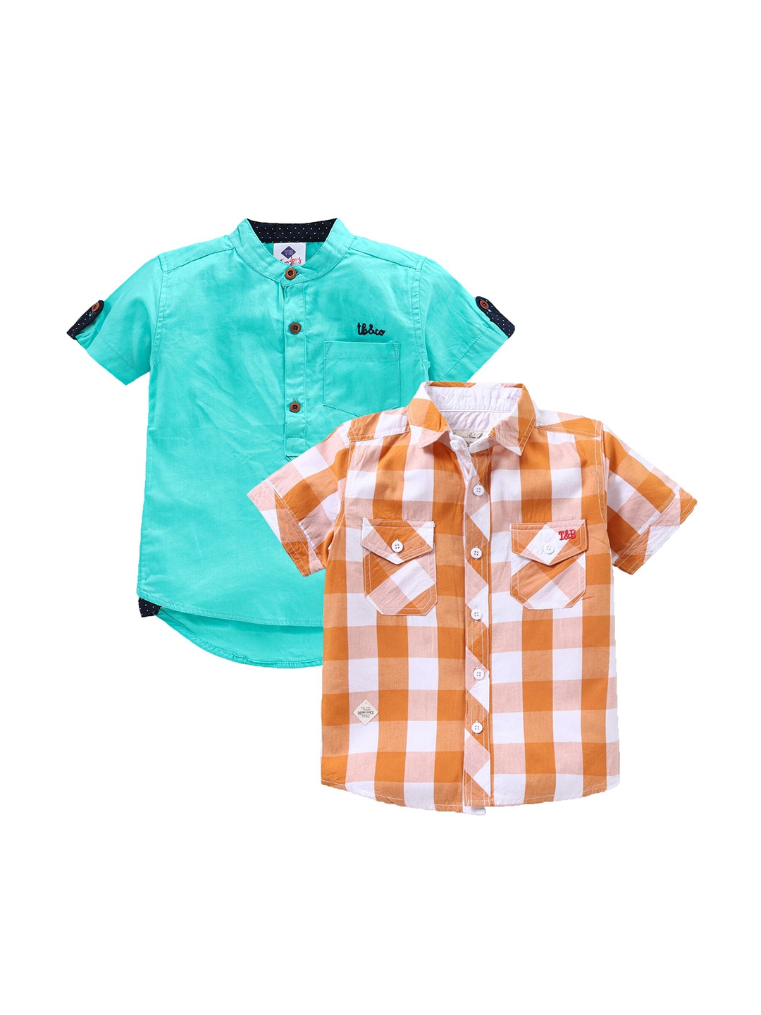 

TONYBOY Boys Pack Of 2 Blue Premium Cotton Casual Shirt