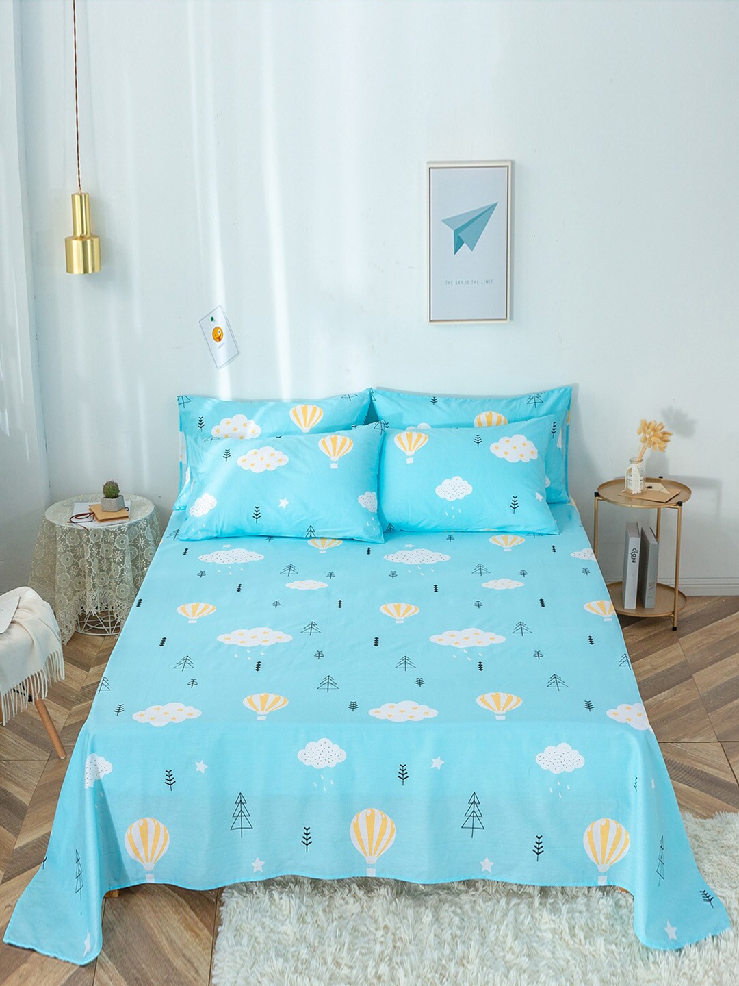 

JC Collection Blue & White Graphic 200 TC Single Bedsheet