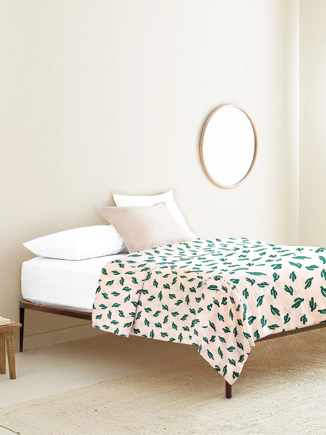 

THE BABY ATELIER Unisex Kids Pink & Green Cactus Printed Single Bed Duvet Cover