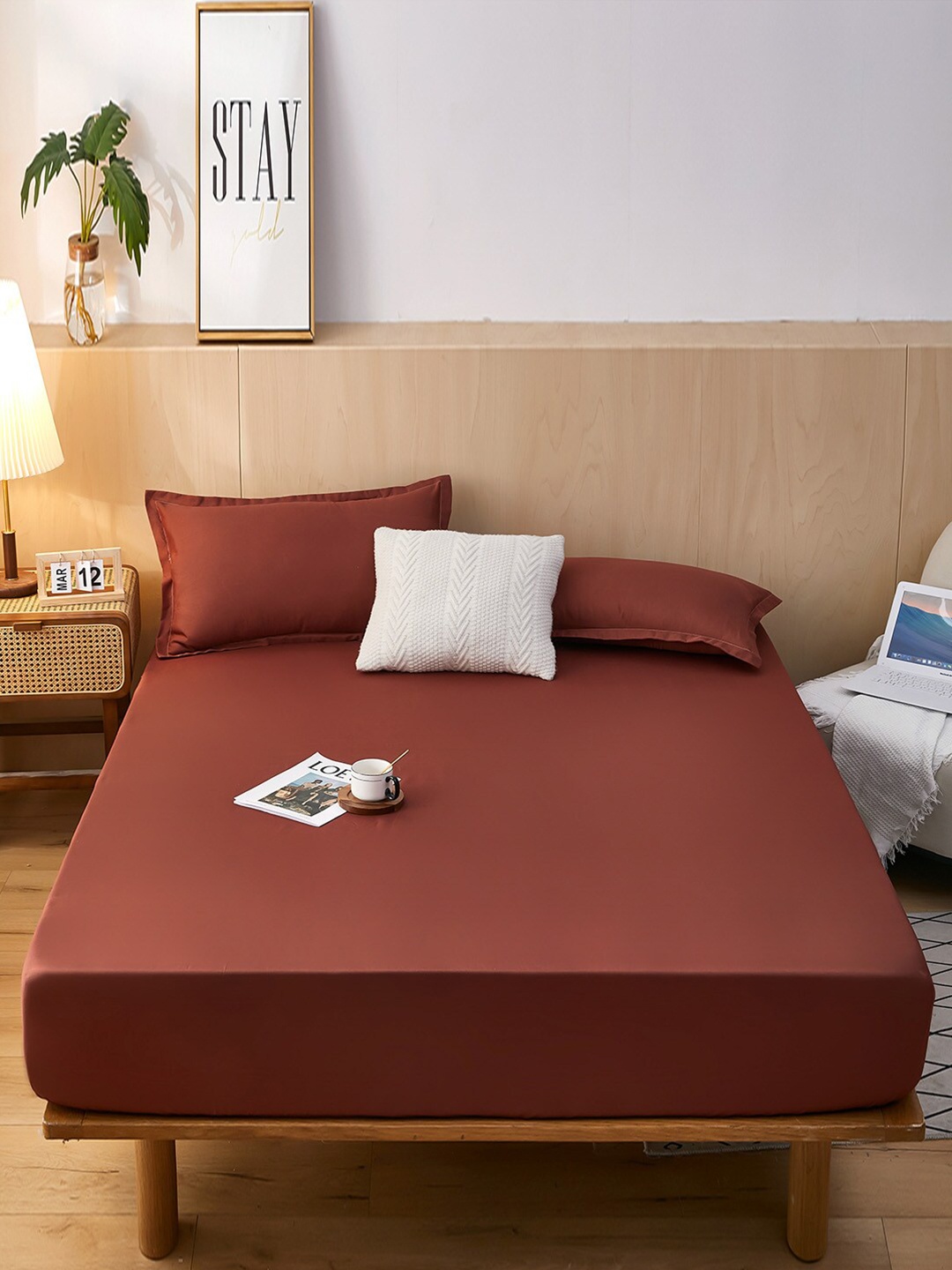 

JC HOME Brown 160 TC Queen Bedsheet with 2 Pillow Covers