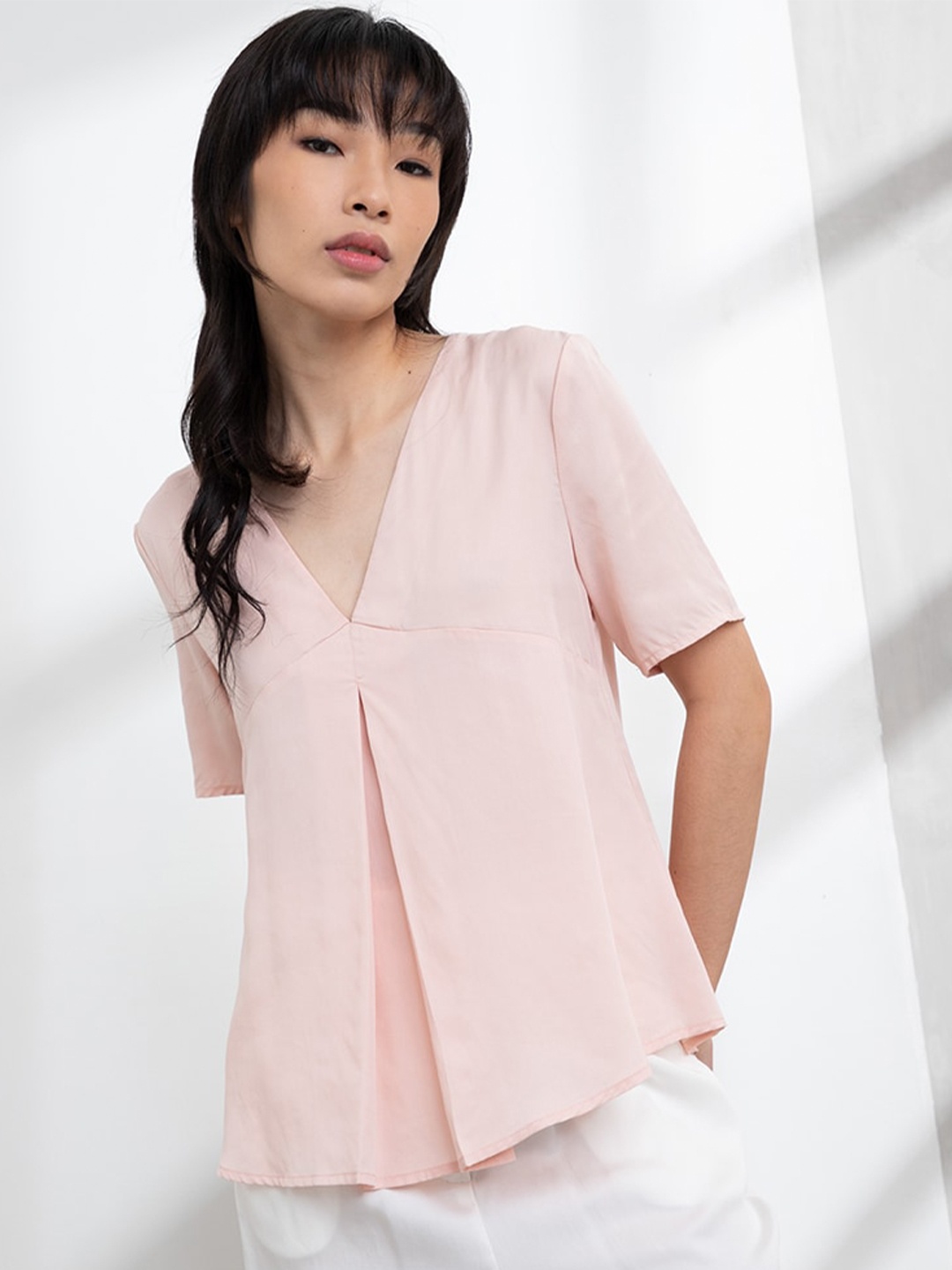 

ORIGIN BY ZALORA Rose Tencel Pleat Detail Top