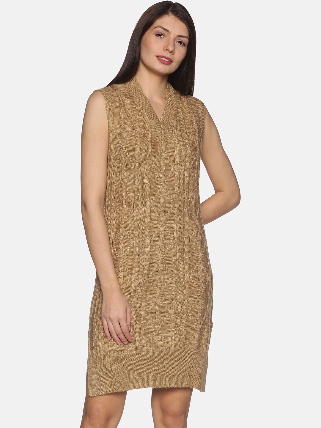 

DAiSY Camel Brown Sweater Dress