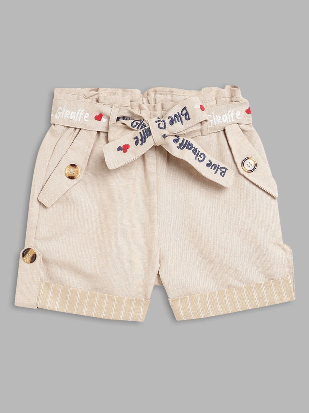 

Blue Giraffe Girls Beige Pure Cotton Shorts