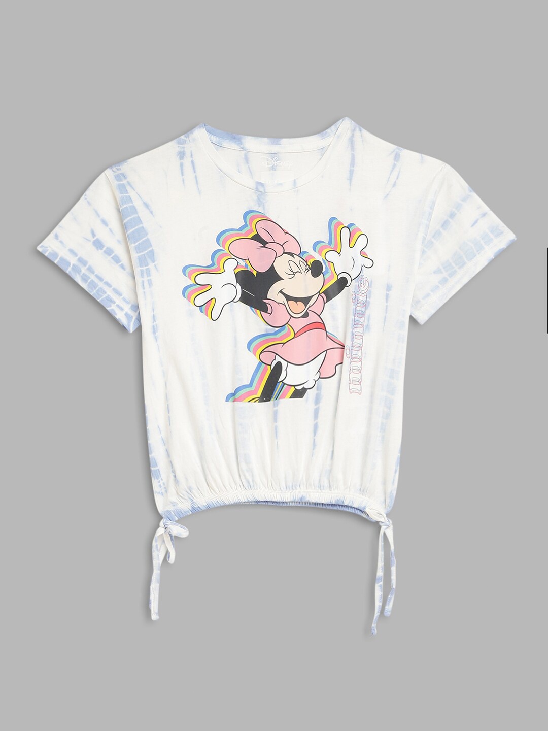 

Blue Giraffe Girls White Minnie Mouse Printed T-shirt