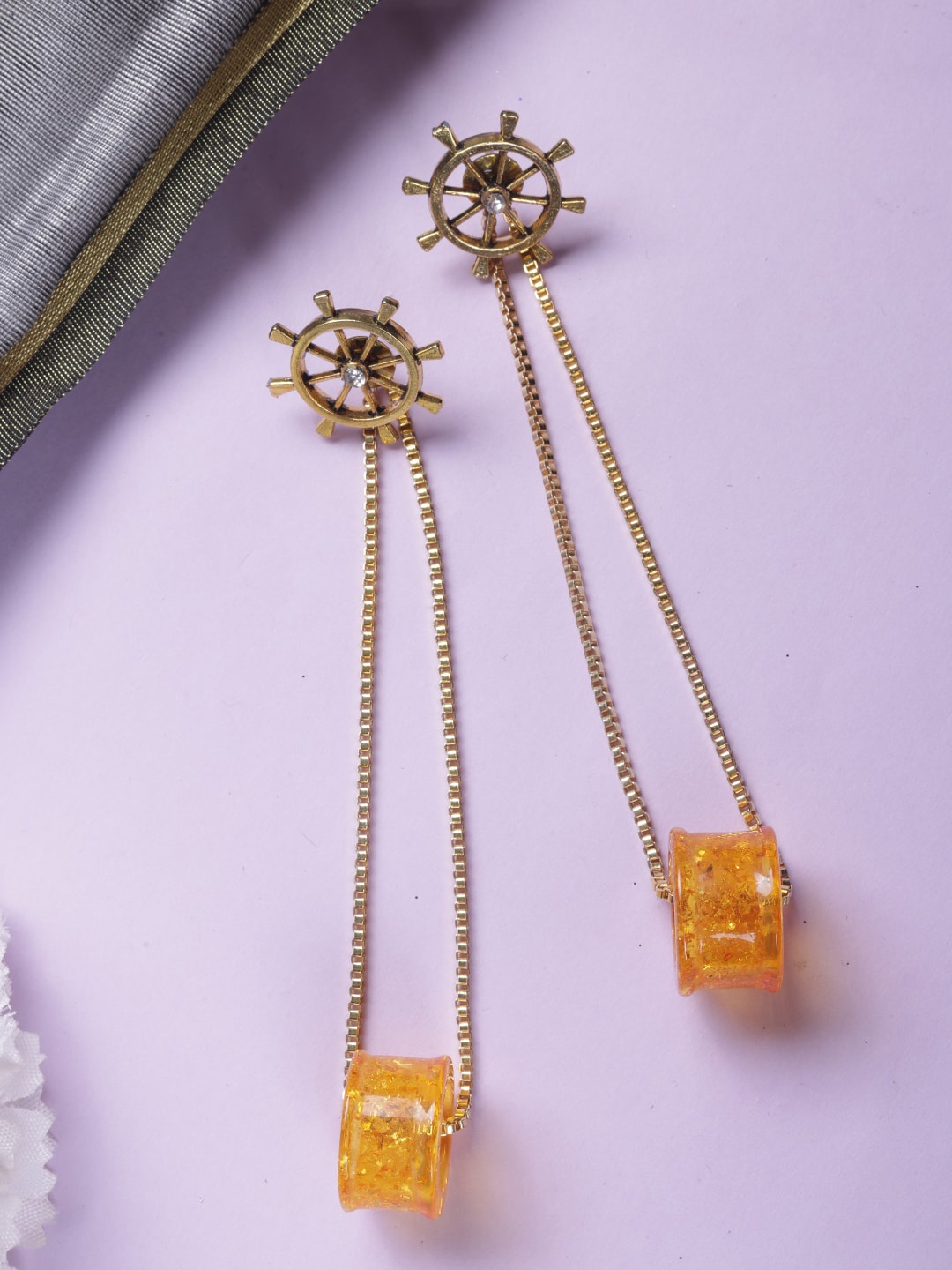 

DIVA WALK EXCLUSIVE Yellow & Gold-Plated Set Of 4 Contemporary Drop Earrings