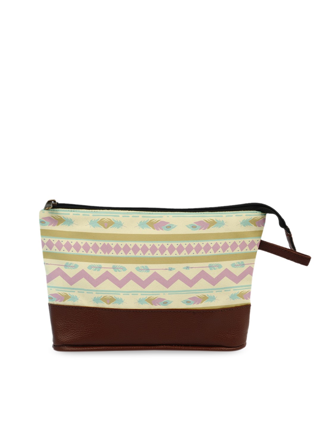 

Crazy Corner Unisex Yellow & Brown Self design Yellow Feathers Printed PU Pouch