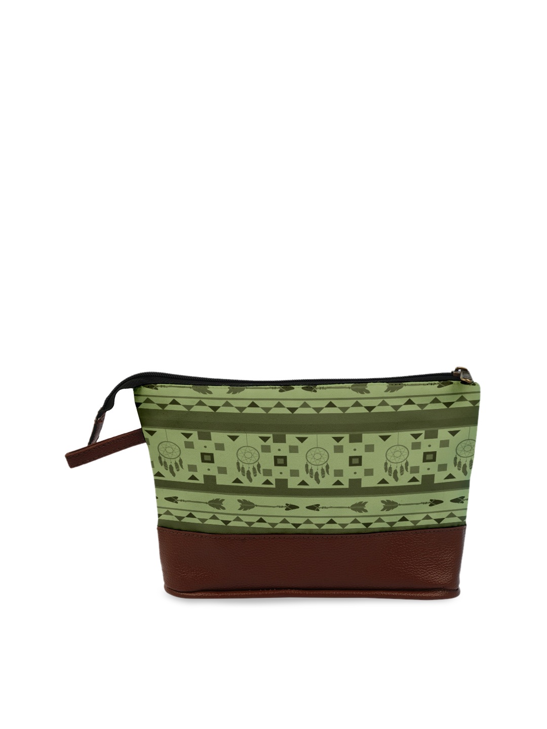 

Crazy Corner Brown & Green Printed PU Travel Pouch