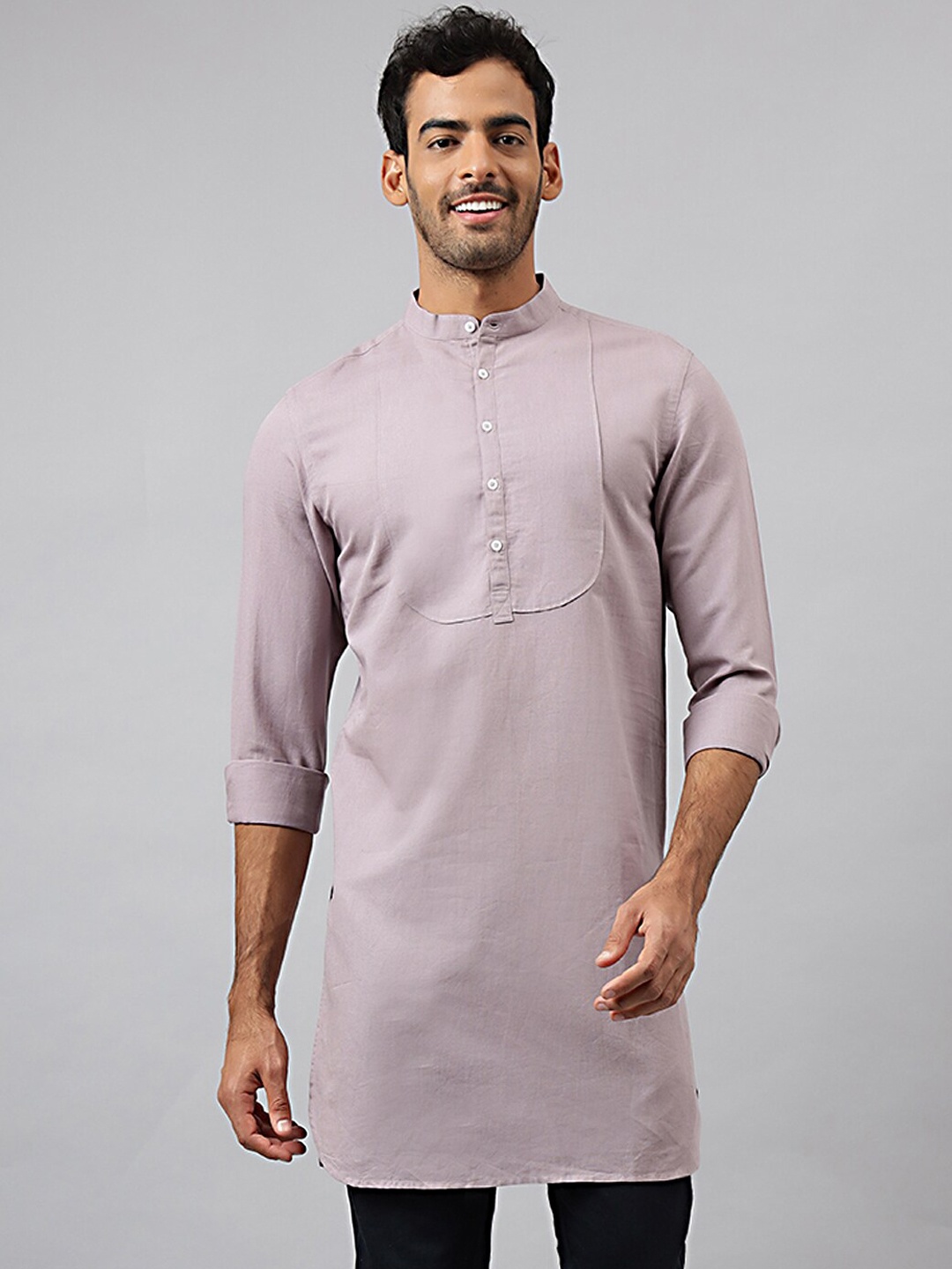 

MR BUTTON Men Mauve Pathani Kurta