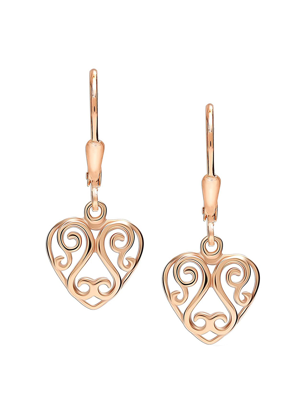 

LeCalla Gold-Toned Heart Shaped Drop Earrings